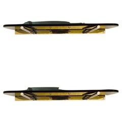 Paar italienische Wandregale aus verchromtem Stahl und Rauchglas aus dem Space Age-Zeitalter