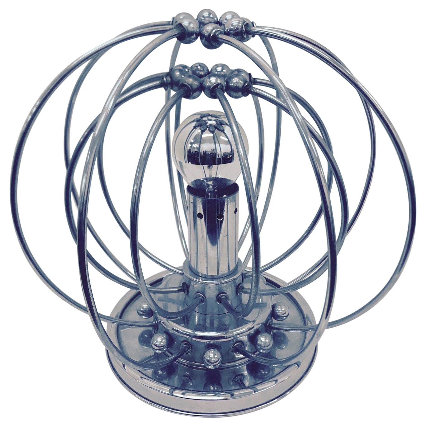 1970s Rare Space Age Chromed Italian Table Lamp in the style of Pistillo Lamp For Sale