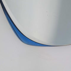 Space Age Italian Cristal Art Style Cobalt Blue Mirror Curved Glass, 1970s