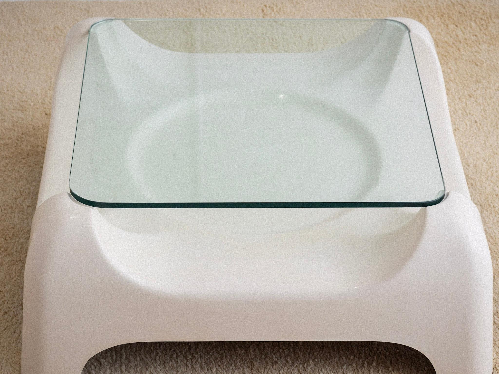 Glass Space Age Italian Fiberglass Coffee Table