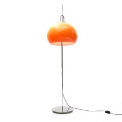 Space Age Italian Floor Lamp with Orange Diffuser by Harvey Guzzini, 1970s