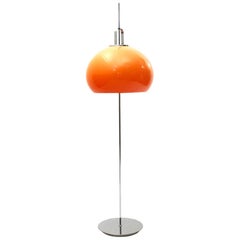 Space Age Italian Floor Lamp with Orange Diffuser by Harvey Guzzini, 1970s
