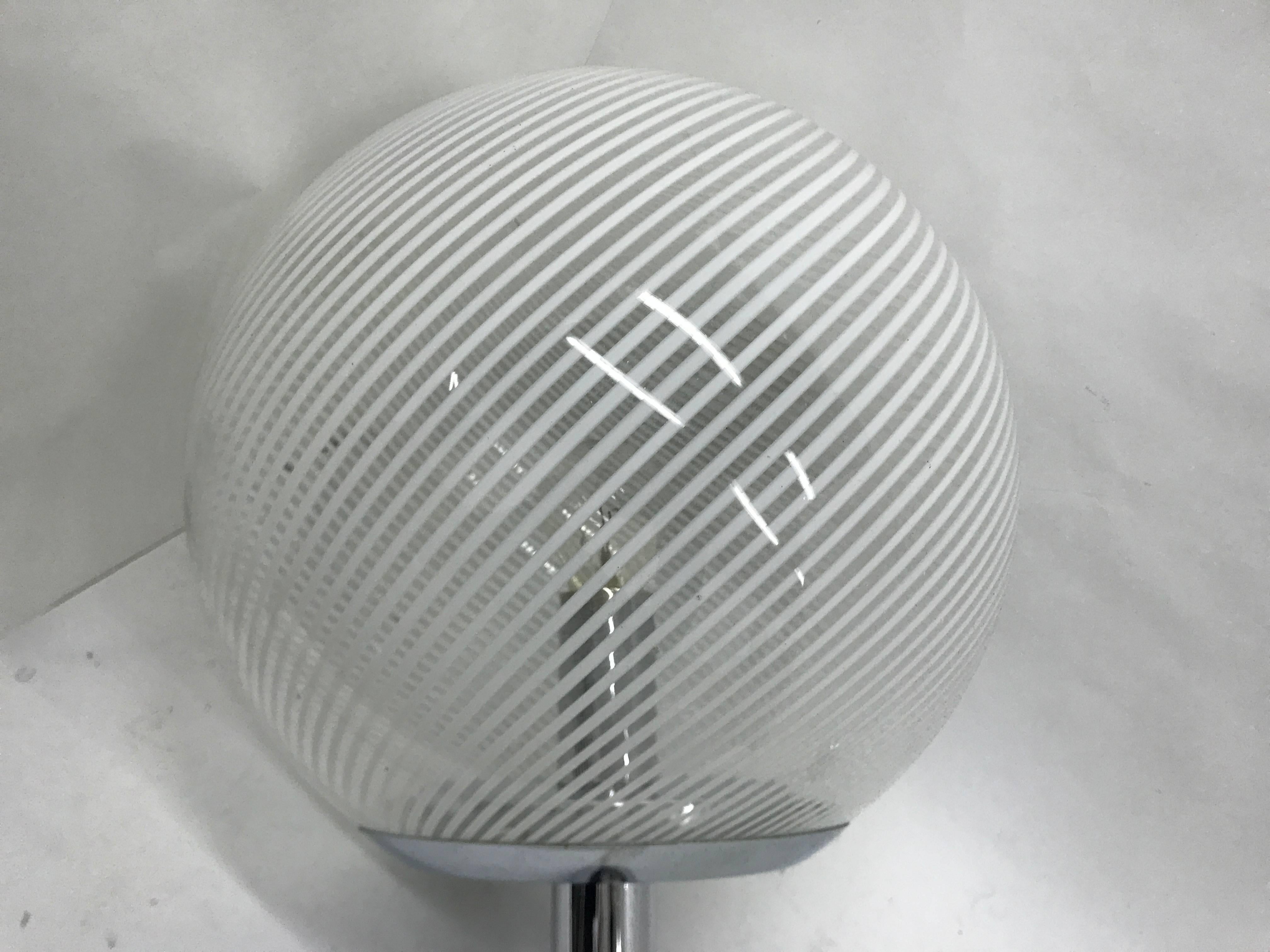 Space Age Italian Glass and Chrome Pendant by Venini, circa 1965 2
