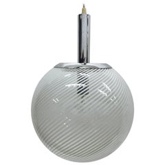 Space Age Italian Glass and Chrome Pendant by Venini, circa 1965