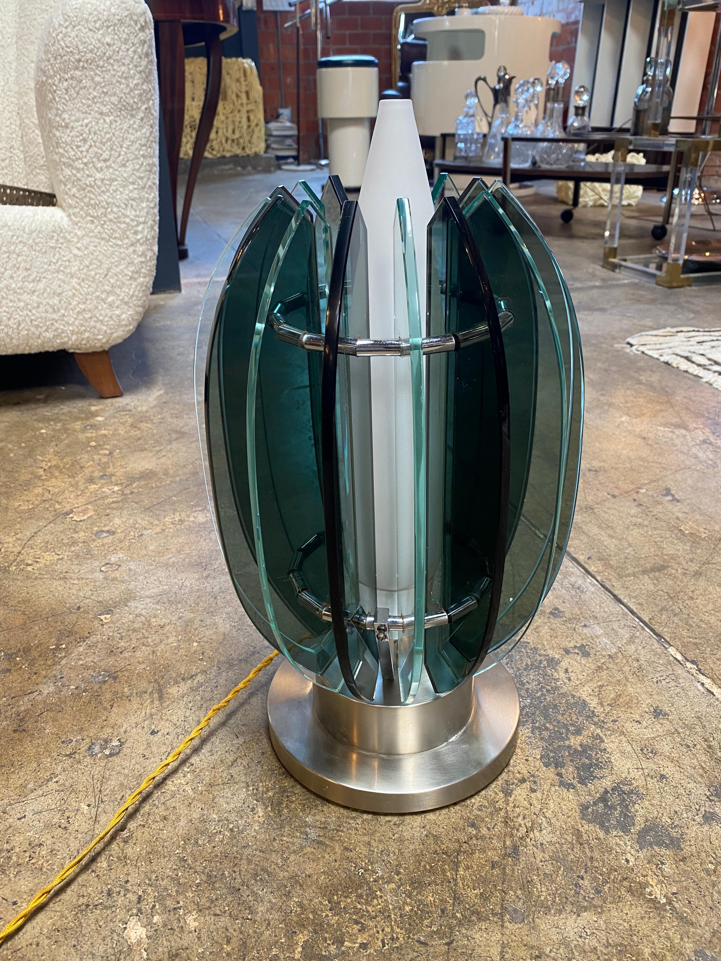 Space Age Italian Glass Table Lamp By VECA circa 1960 3