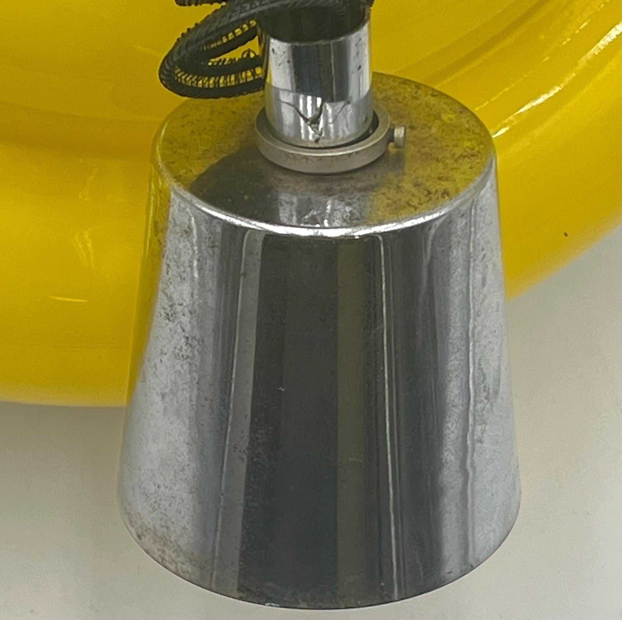 Mid-20th Century Space Age Italian Hanging Lamp in Yellow and White Acrylic, 1960s