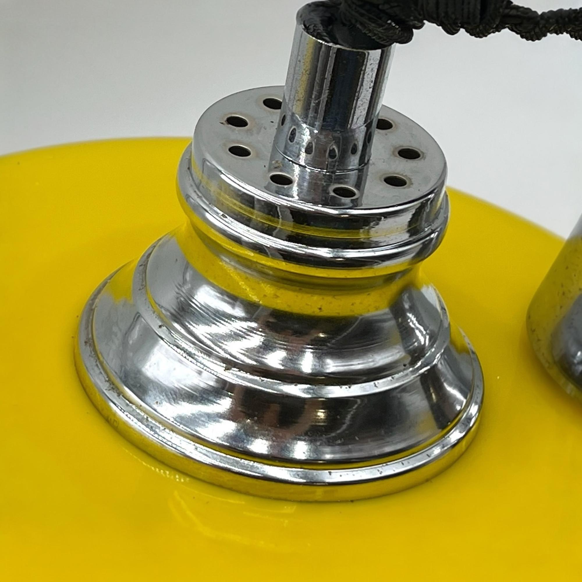 Space Age Italian Hanging Lamp in Yellow and White Acrylic, 1960s 2