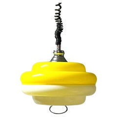 Space Age Italian Hanging Lamp in Yellow and White Acrylic, 1960s