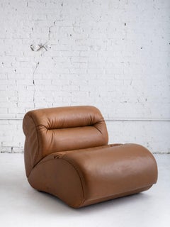 Space Age Italian Leather Lounge Chair