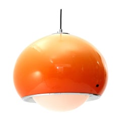 Space Age Italian Pendant Lamp with Orange Diffuser by Harvey Guzzini, 1970s
