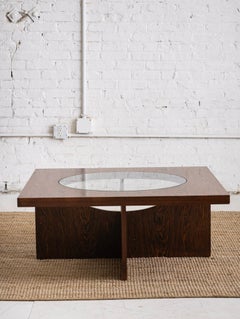 Space Age Italian Rosewood and Glass Coffee Table