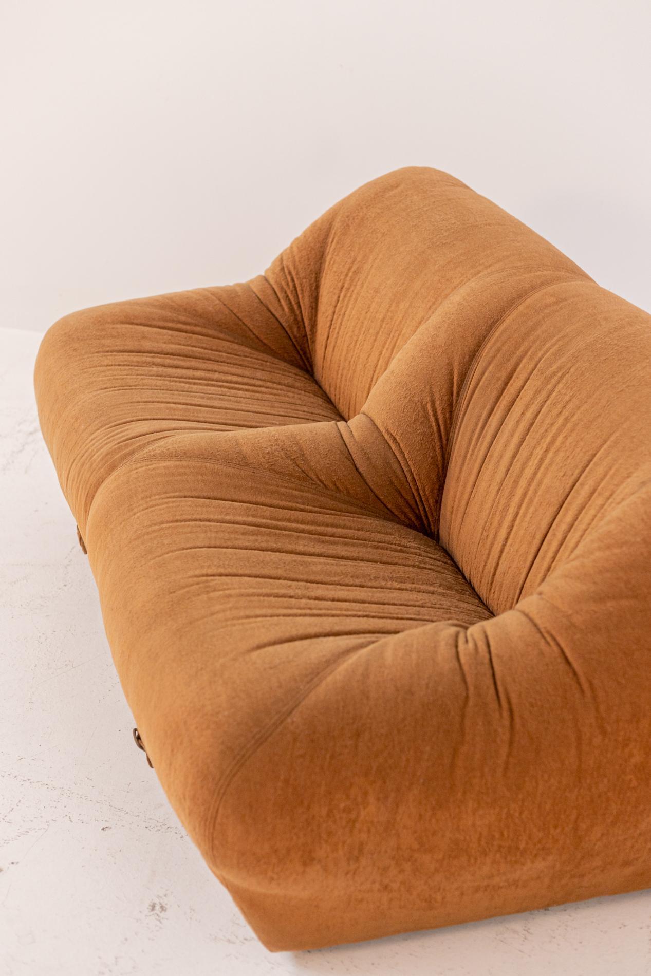 Space Age Italian Sofa in Orange Velvet Fabric 8