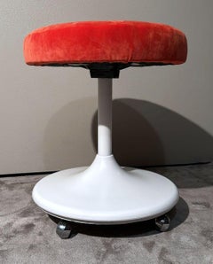Space Age Italian Stool With Wheels And Swivel Seat
