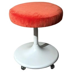 Space Age Italian Stool With Wheels And Swivel Seat