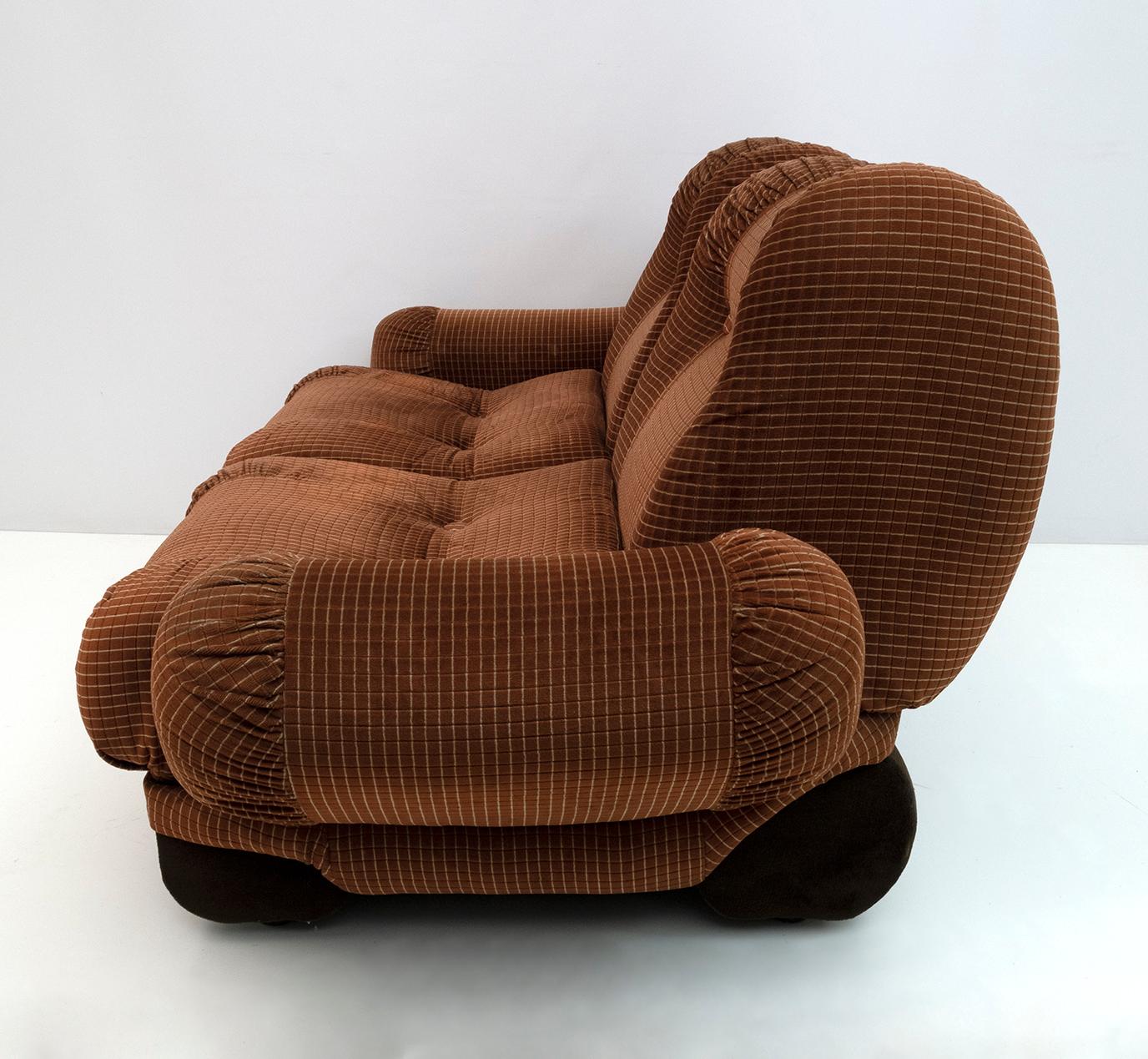 Late 20th Century Space Age Italian Velvet Modular Sofa, 1970s For Sale