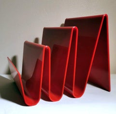 Space Age Italian Vintage Red Plexiglass Magazine Holder