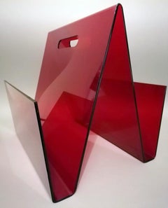 Space Age Italy Vintage Red Plexiglass Magazine Holder