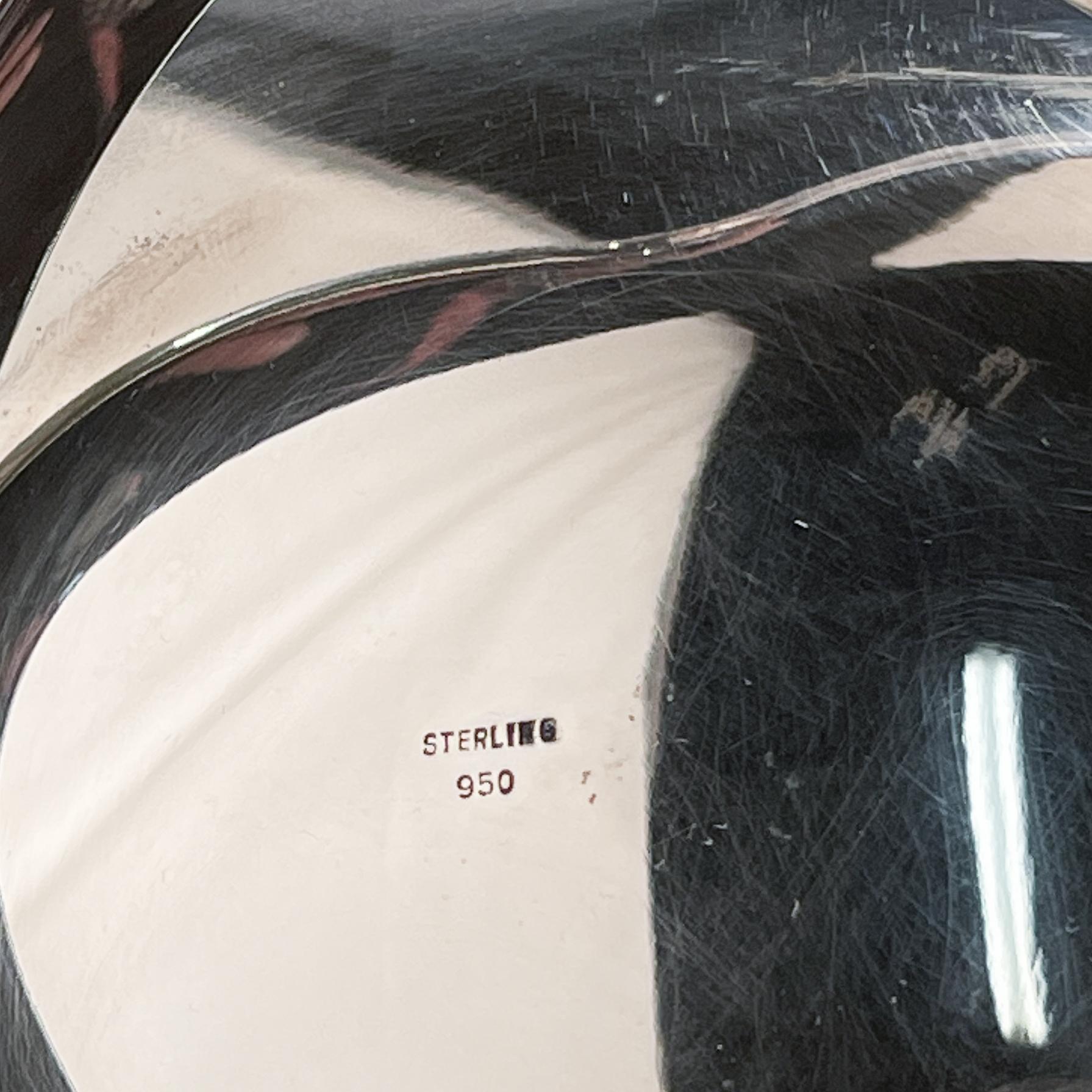Bol asymétrique moderniste japonais de l'ère spatiale en argent sterling 950 en vente 5