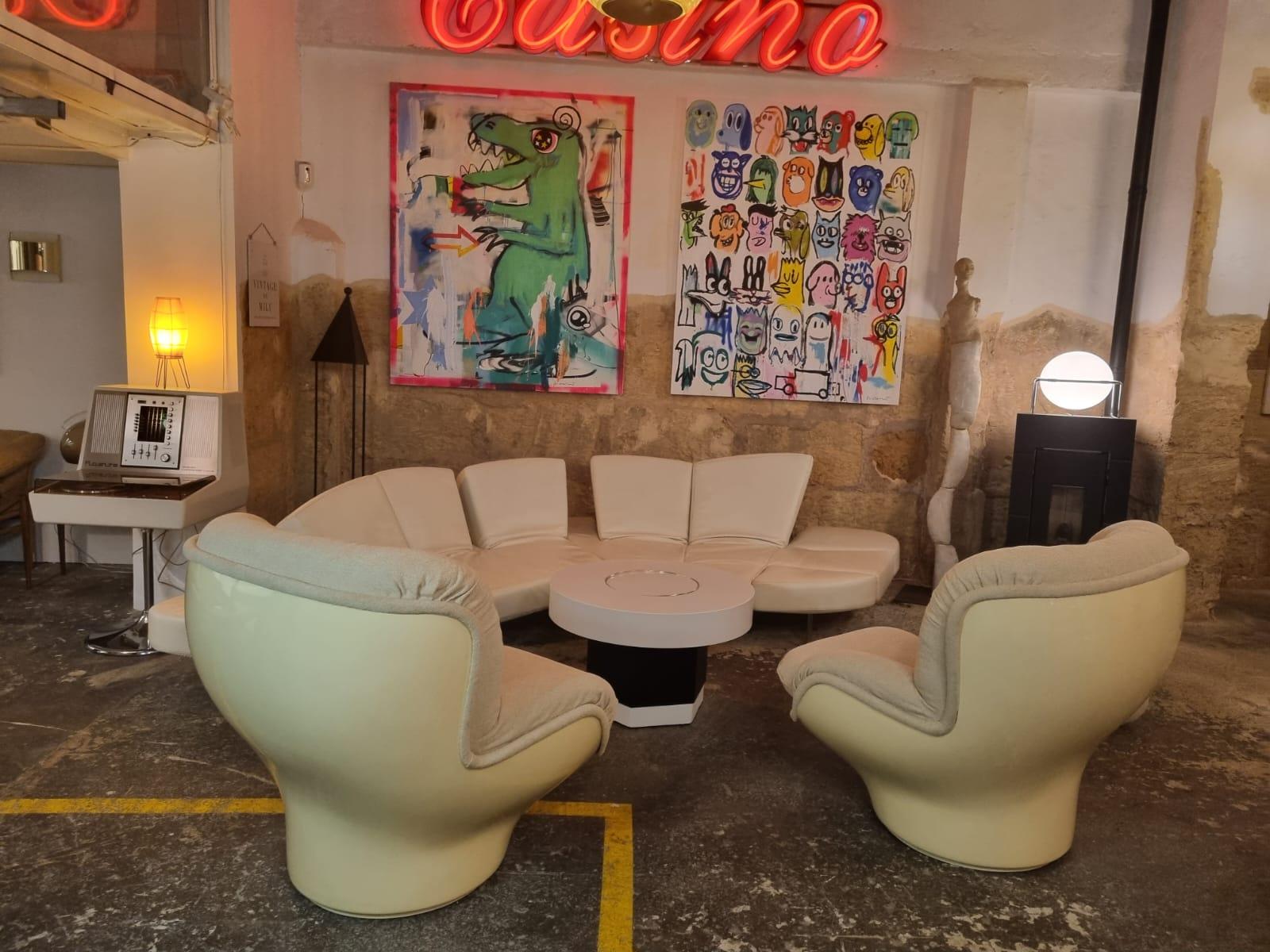 French Space Age 'Karate' Swiveling Fiberglass Shell Chairs by Michel Cadestin For Sale