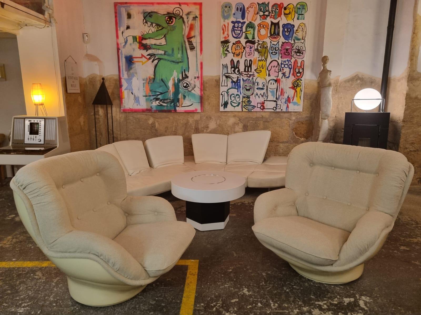 20th Century Space Age 'Karate' Swiveling Fiberglass Shell Chairs by Michel Cadestin For Sale