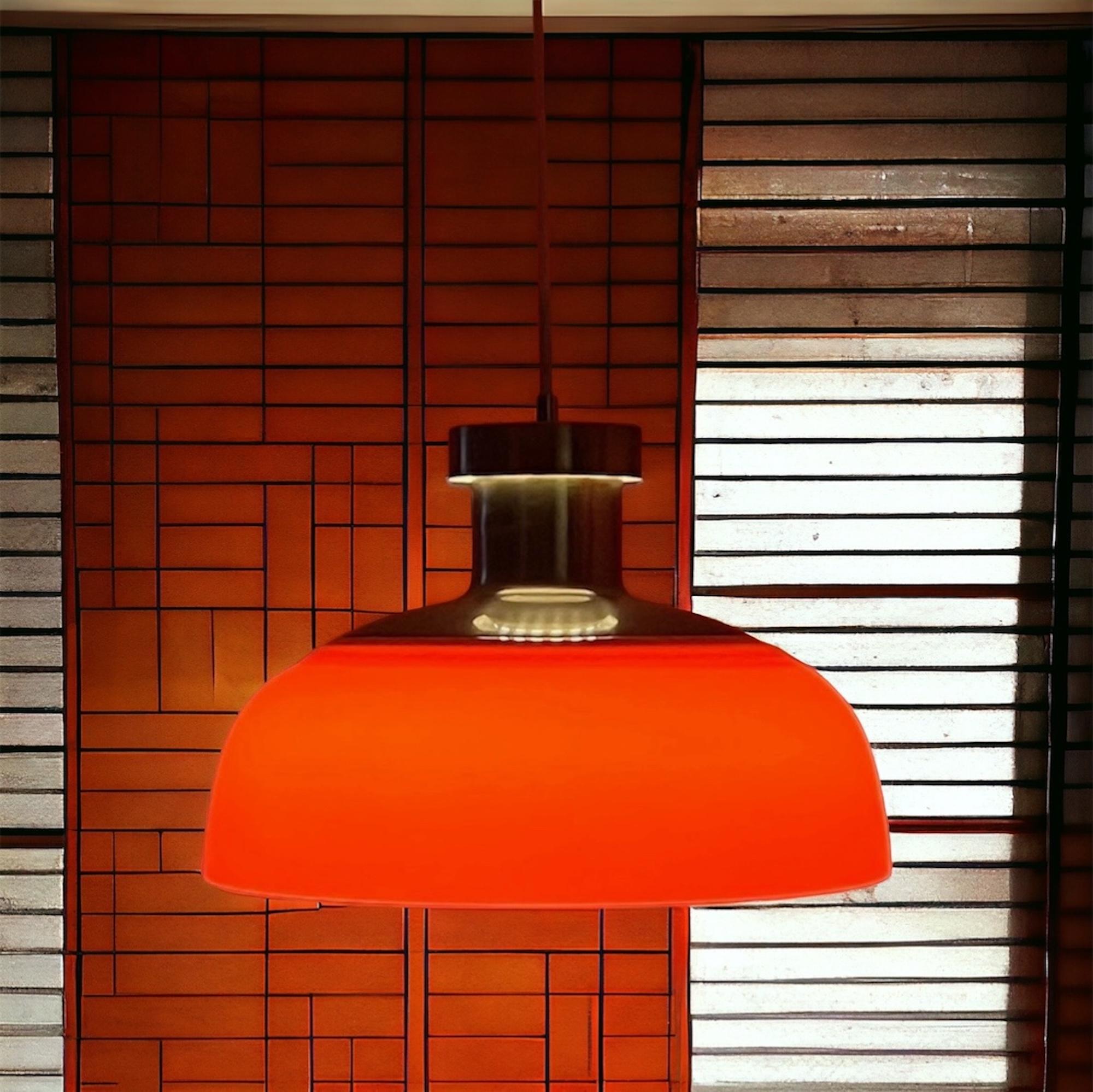 Space Age Kartell KD7 Large Hanging Lamp Orange Acrylic, 1960s For Sale 4