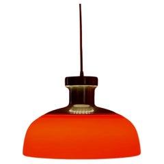 Retro Space Age Kartell KD7 Large Hanging Lamp Orange Acrylic, 1960s