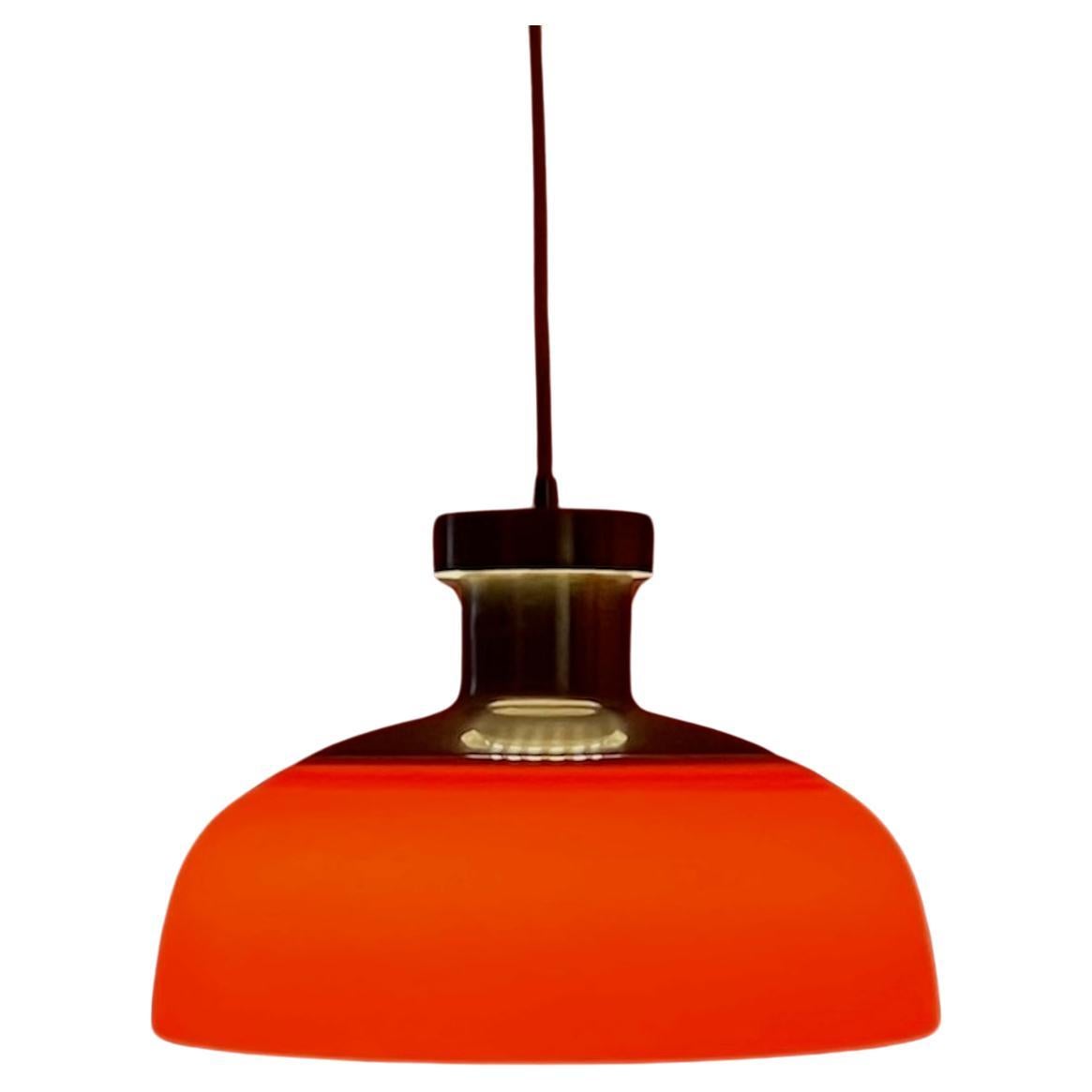 Space Age Kartell KD7 Large Hanging Lamp Orange Acrylic, 1960s For Sale