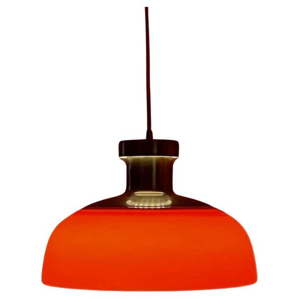 Space Age Kartell KD7 Large Hanging Lamp Orange Acrylic, 1960s For Sale ...