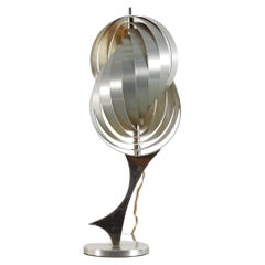 Space Age "Kinetic Spirals" by H. Mathieu Aluminium Table Lamp 1962 France