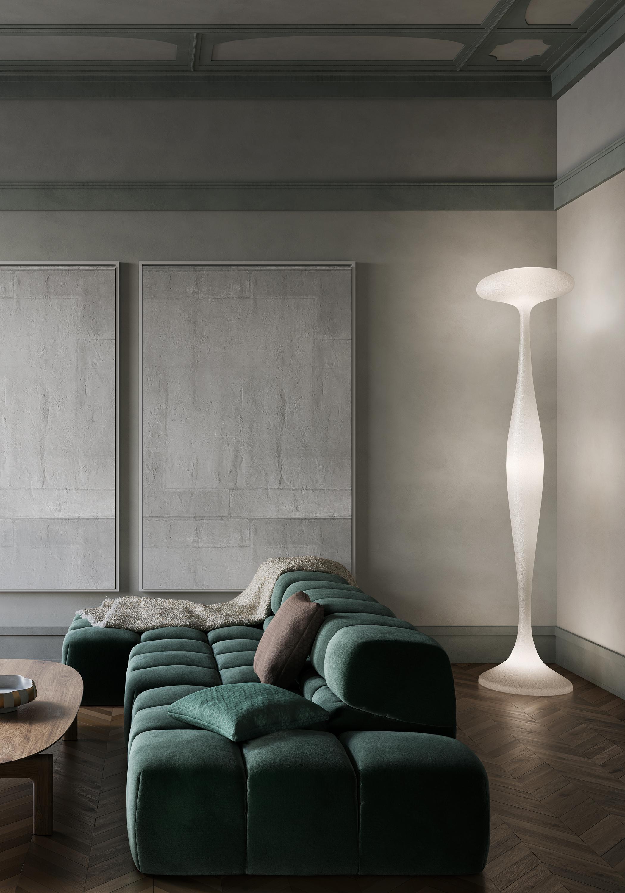 E.T.A. white finish

Craftsmanship and materials in a fascinating combination. A floor lamp in fibreglass shaped by hand. A sinuous object flooded with light that seems to arrive from faraway worlds to grace the space it occupies. Floor lamp.