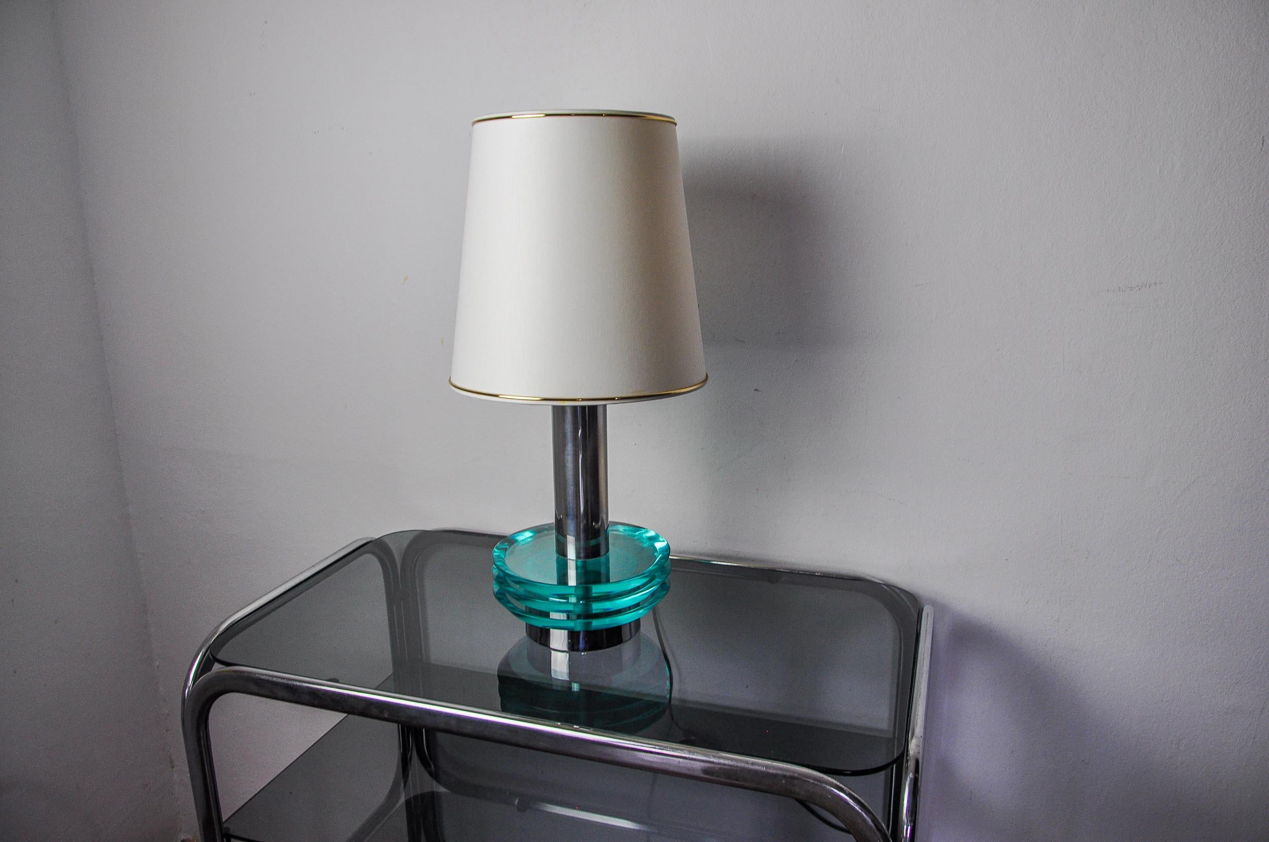 Hollywood Regency Space-age lamp by Zero Quattro, blue Murano glass, Italy, 1970 For Sale
