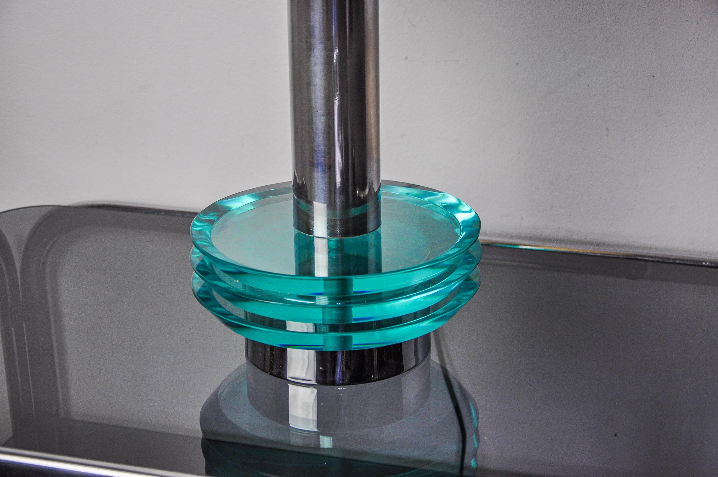 Italian Space-age lamp by Zero Quattro, blue Murano glass, Italy, 1970 For Sale