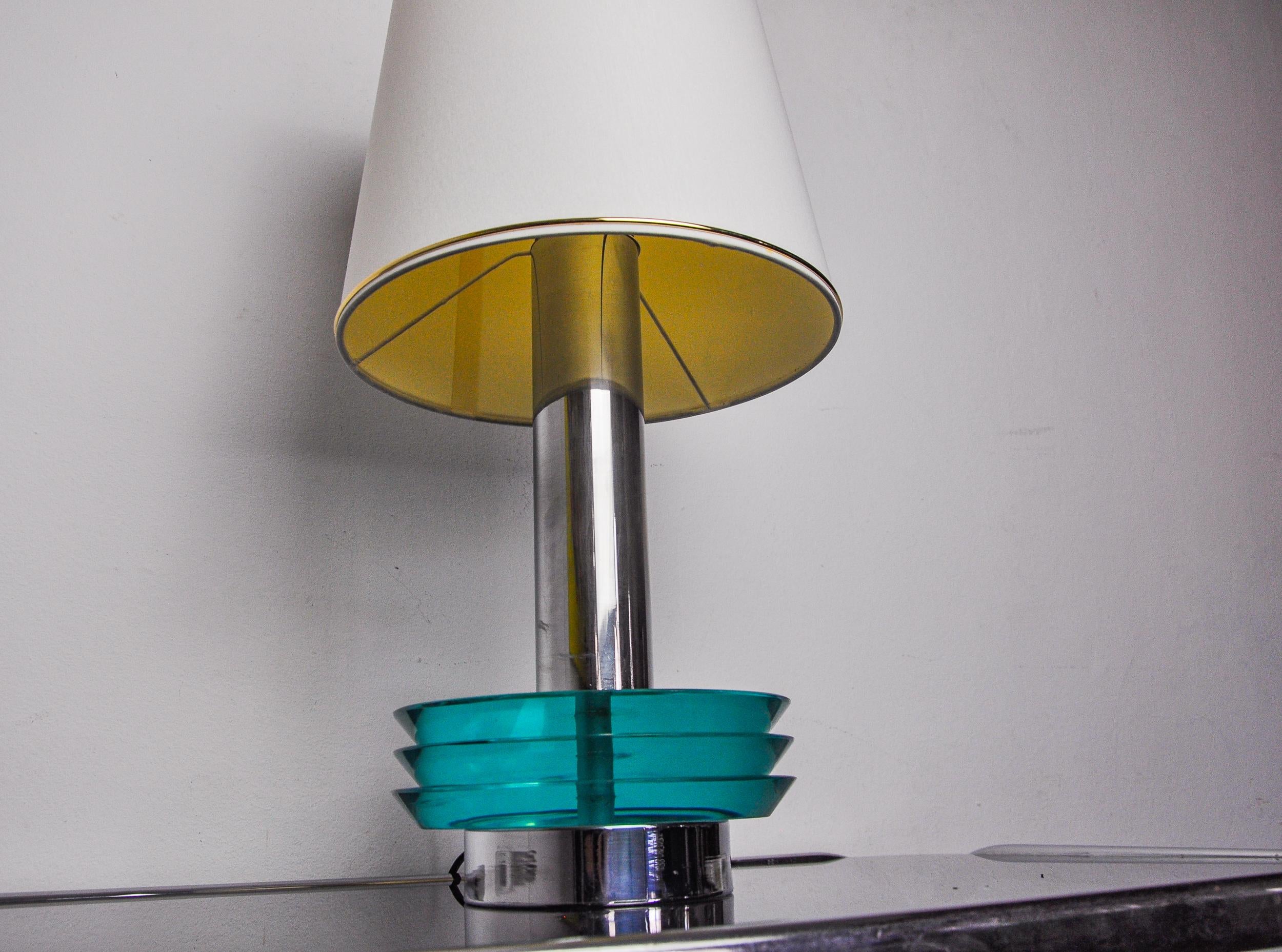 Late 20th Century Space-age lamp by Zero Quattro, blue Murano glass, Italy, 1970 For Sale