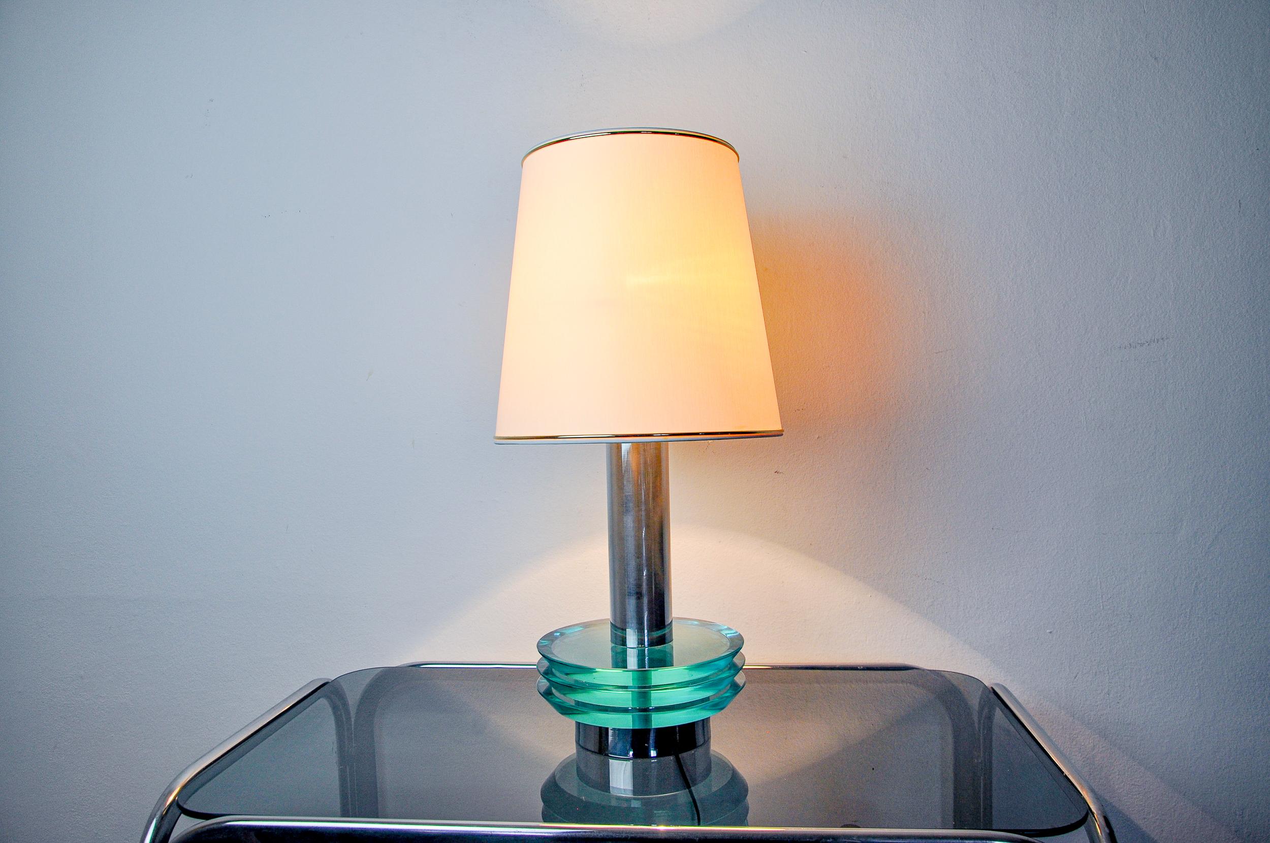 Crystal Space-age lamp by Zero Quattro, blue Murano glass, Italy, 1970 For Sale