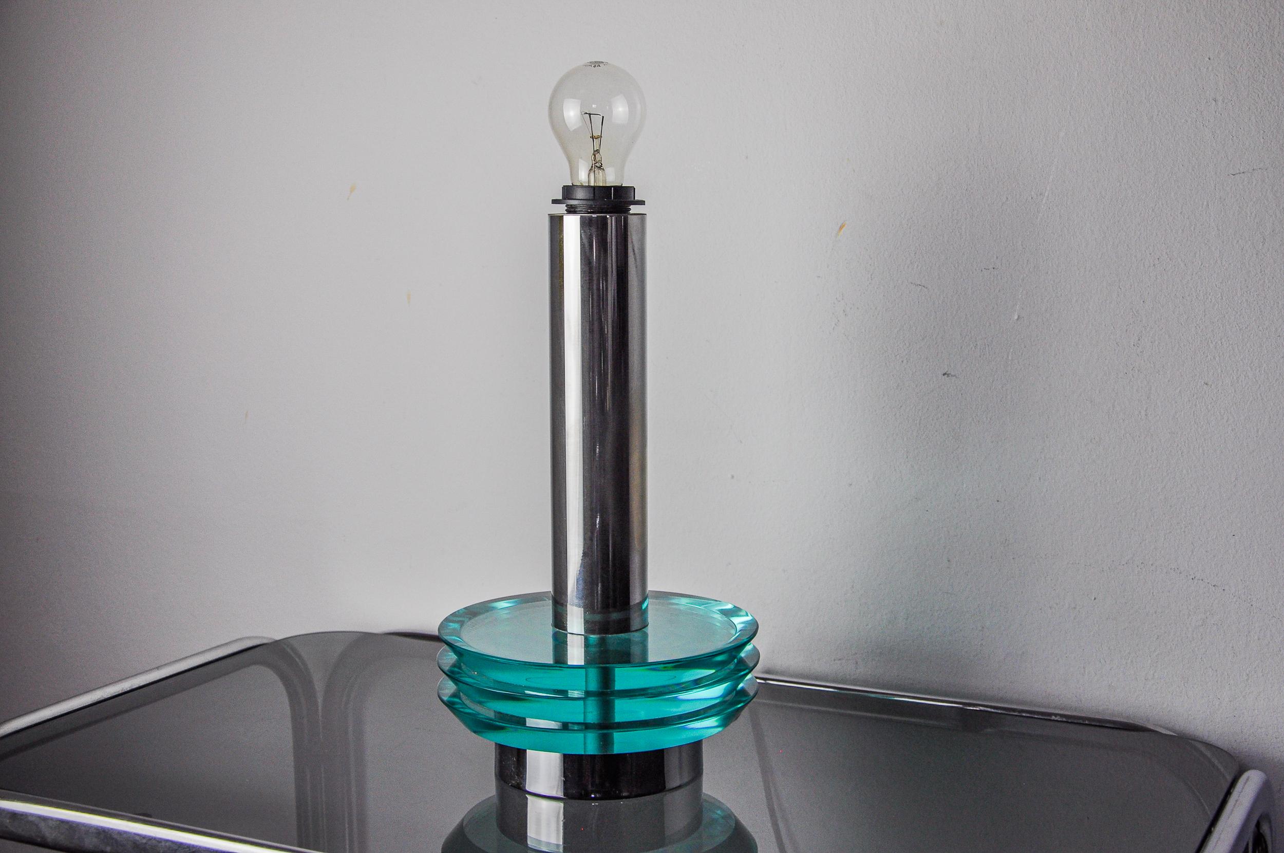 Space-age lamp by Zero Quattro, blue Murano glass, Italy, 1970 For Sale 2