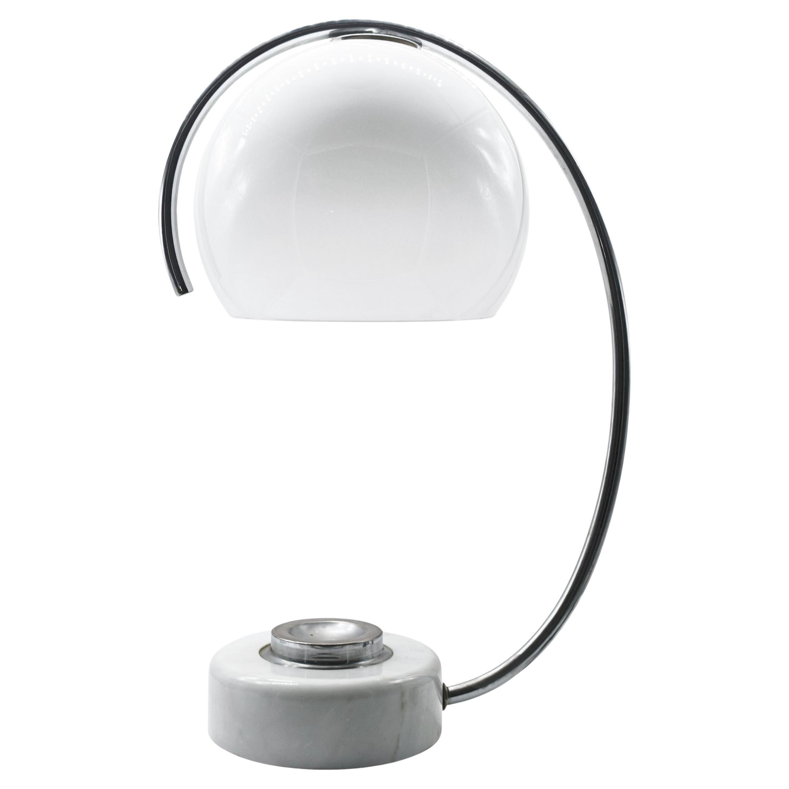 Space AGE Lampada da Tavolo con Base in Marmo e Vaschetta Portaoggetti, 1970