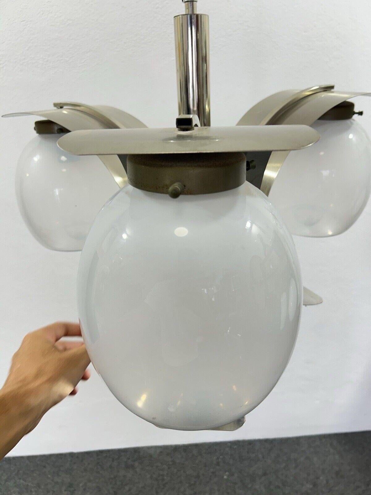 Late 20th Century Lustre de l'ère spatiale Design en acier et en verre 1970 en vente