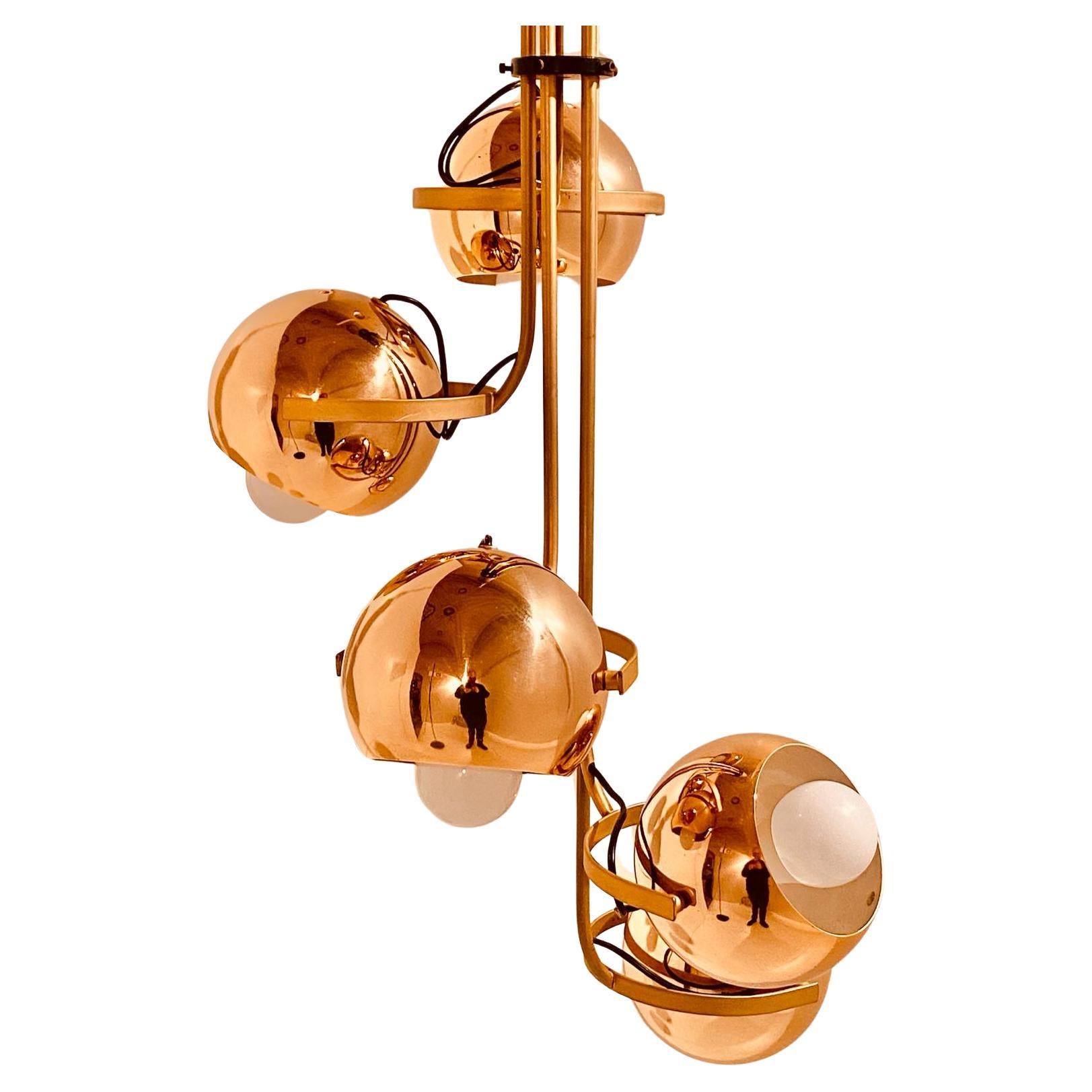 italien Space AGE Grand lustre en or chromé, Reggiani Italie, 1970 en vente