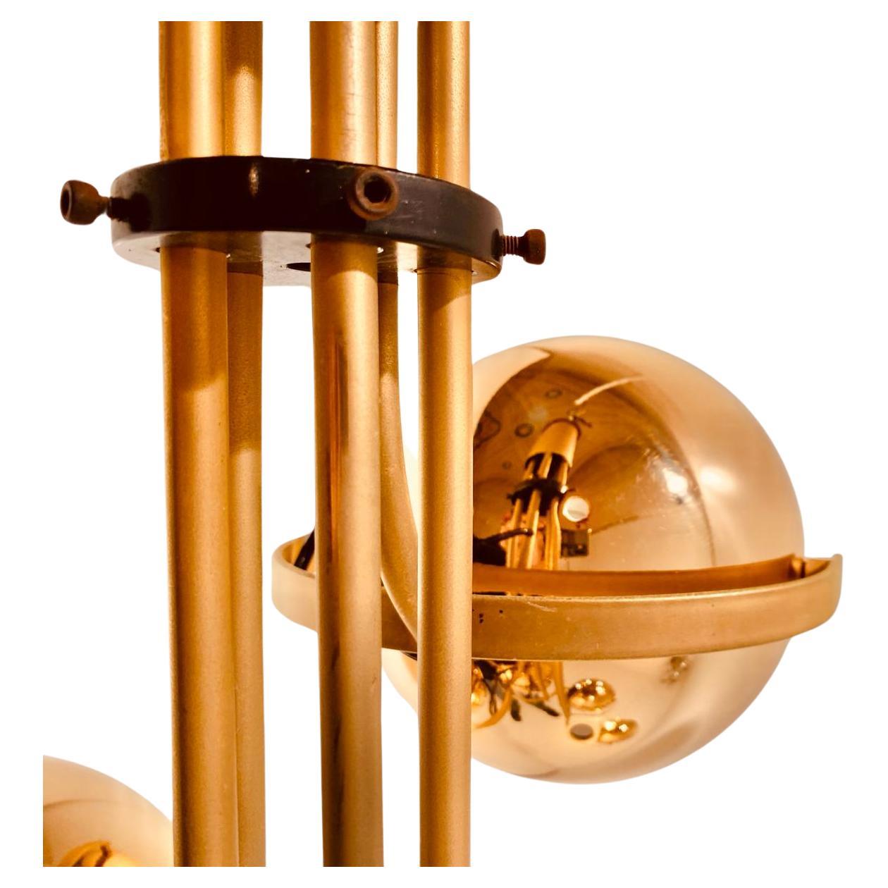 Chrome Space AGE Grand lustre en or chromé, Reggiani Italie, 1970 en vente