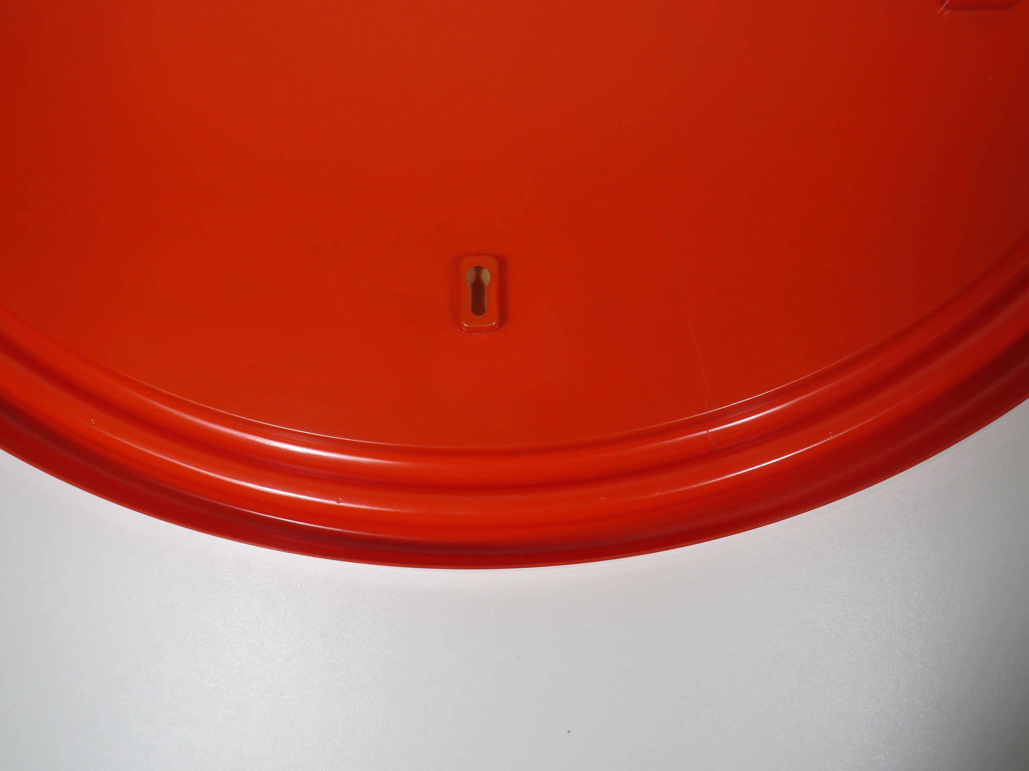 Mid-20th Century Space Age large orange oval mirror 1960s in the style of Guzzini, V.Panton For Sale