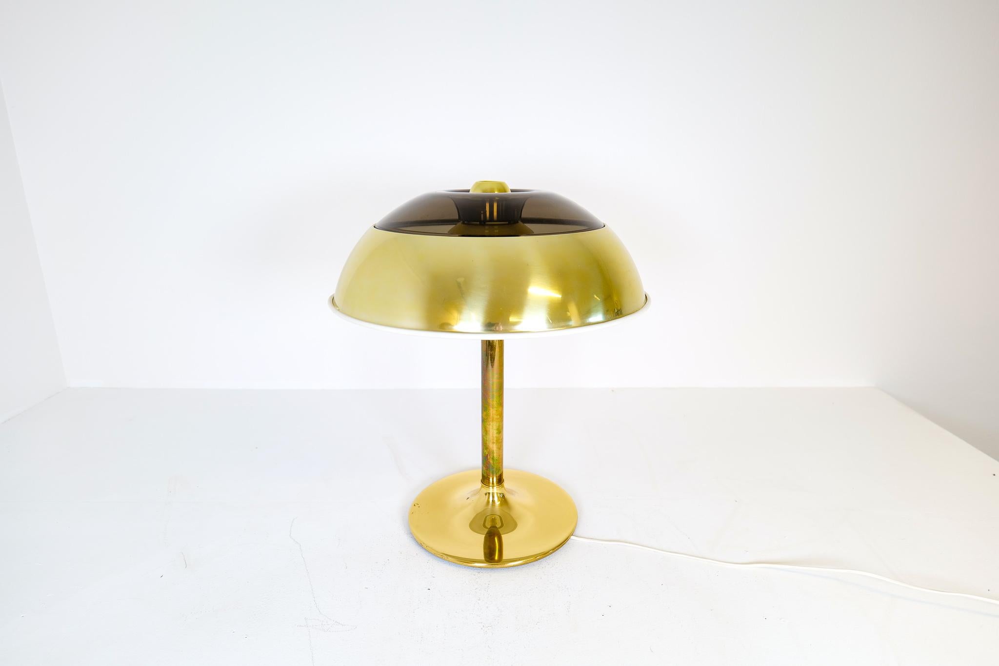 Scandinavian Modern Space Age Large Table Lamp Brass Fagerhults, Sweden, 1970s For Sale