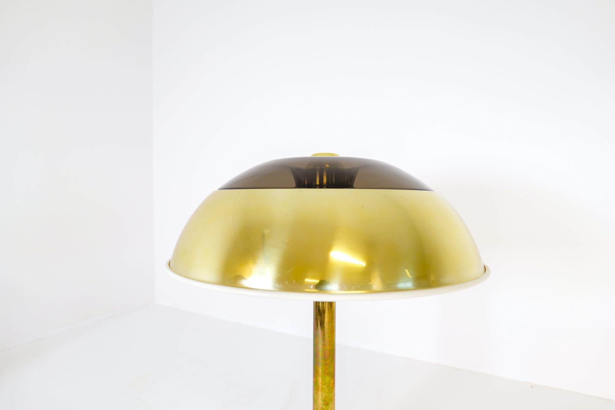 Swedish Space Age Large Table Lamp Brass Fagerhults, Sweden, 1970s For Sale
