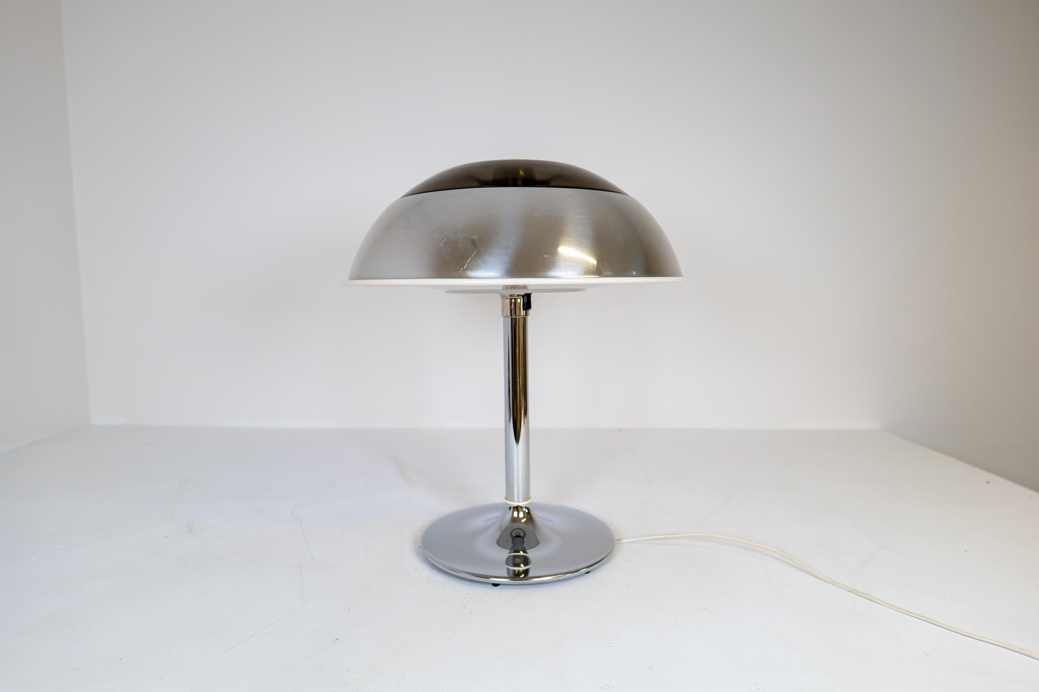 Scandinavian Modern Space Age Large Table Lamp Chrome Fagerhults, Sweden, 1970s For Sale