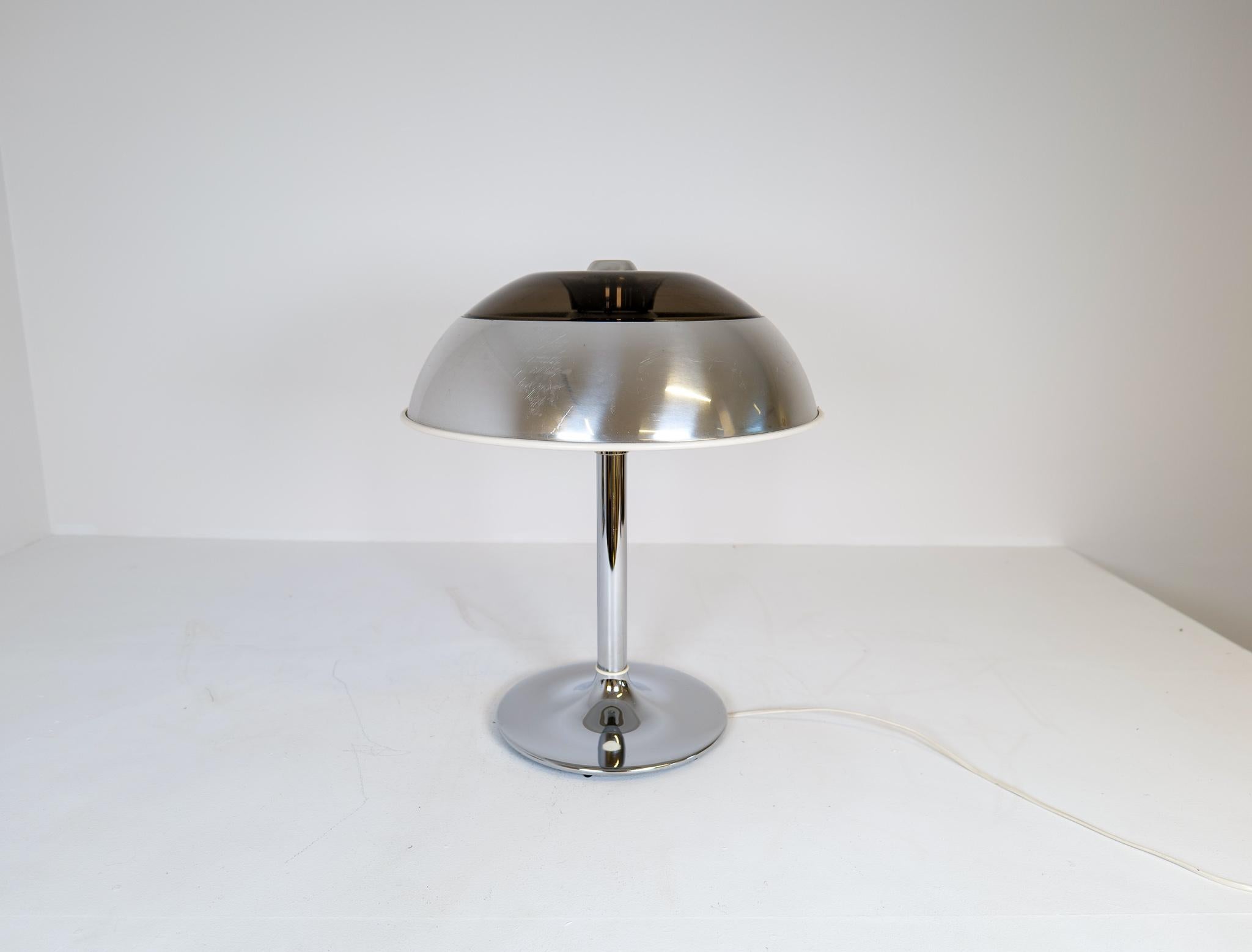 Swedish Space Age Large Table Lamp Chrome Fagerhults, Sweden, 1970s For Sale