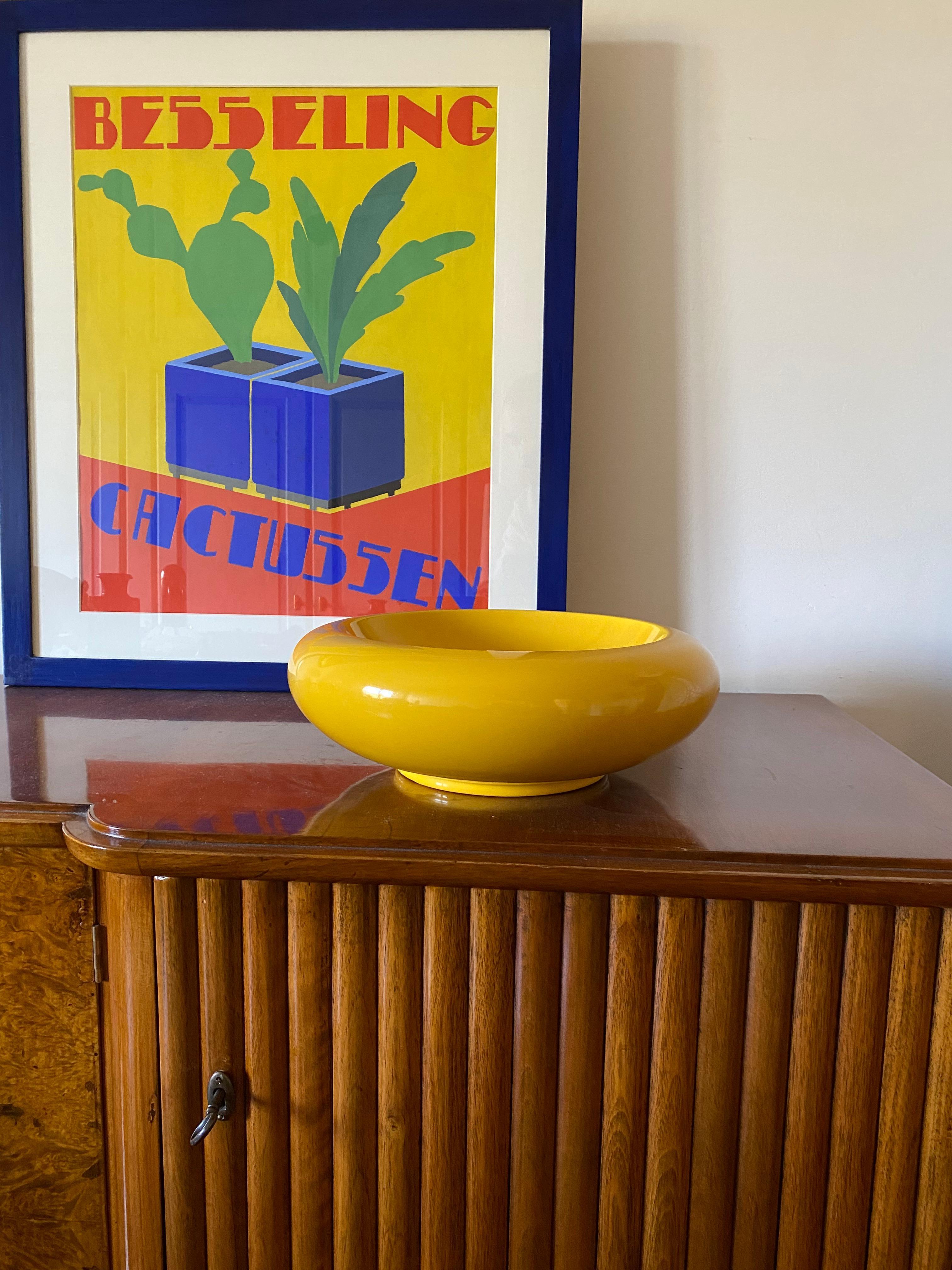 Centre de table en céramique jaune de l'ère spatiale / vide poche, Sicart Italie 1970 en vente 4