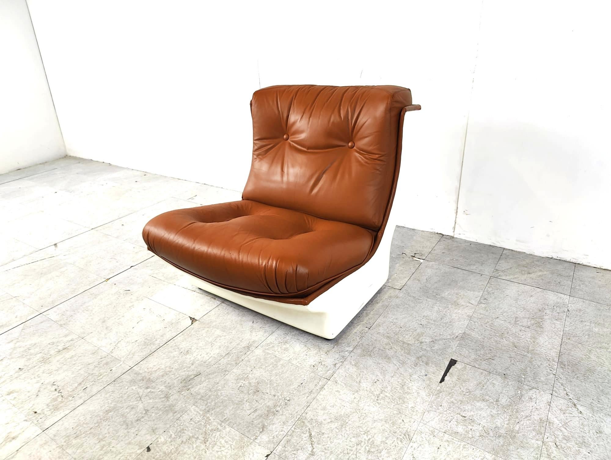 Space Age Space age leather lounge chair by Airborne international, 1970s For Sale