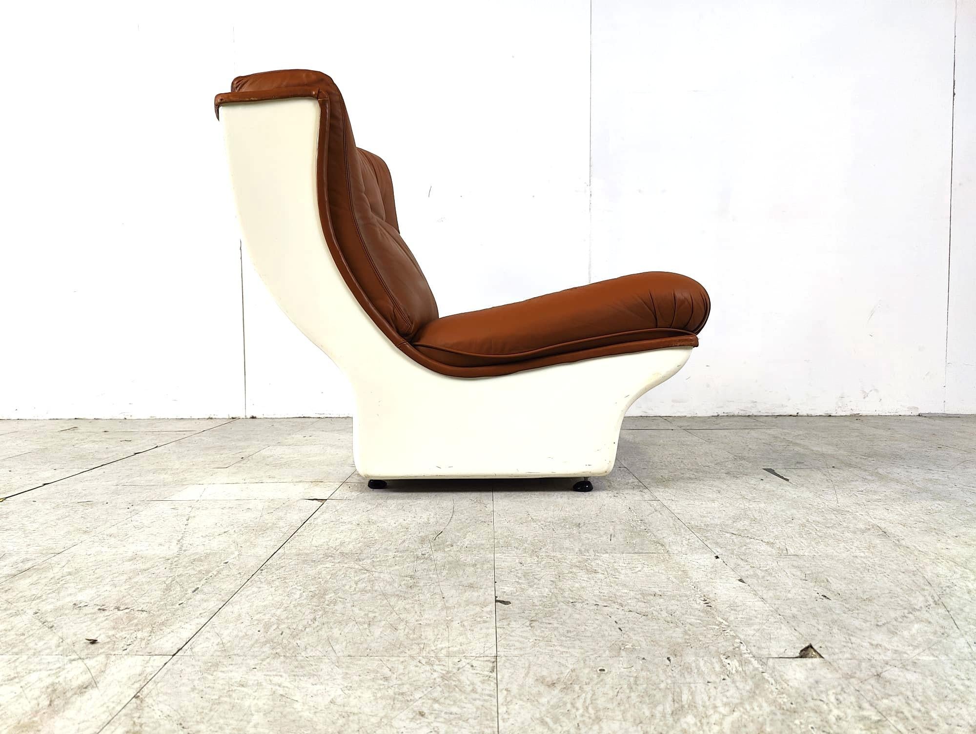 Space age leather lounge chair by Airborne international, 1970s For Sale 1