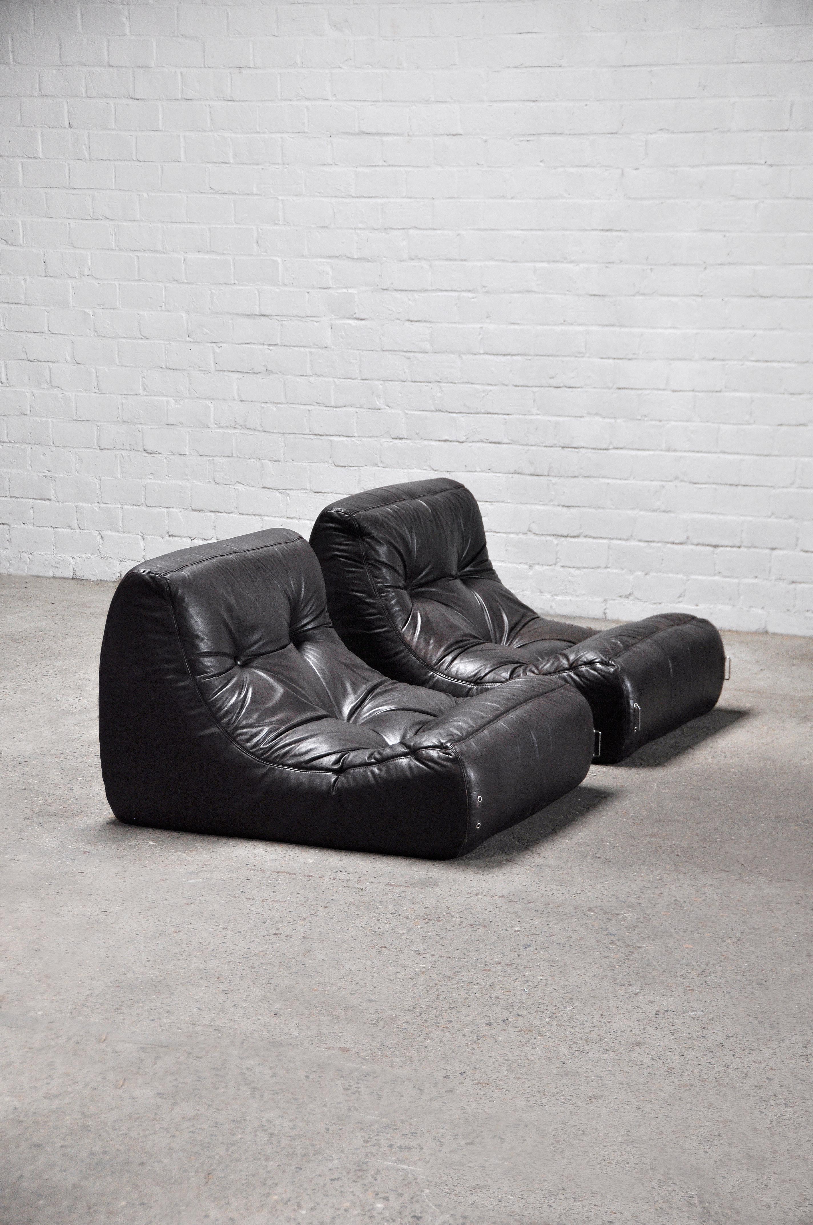 Late 20th Century Space-Age Leather Modular Sofa Set Attributed to Michel Ducaroy, France 1970’s