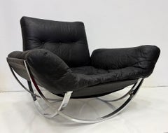 Space Age Lennart Bender Chrome and Leather Lounge Chair, "Apollo"