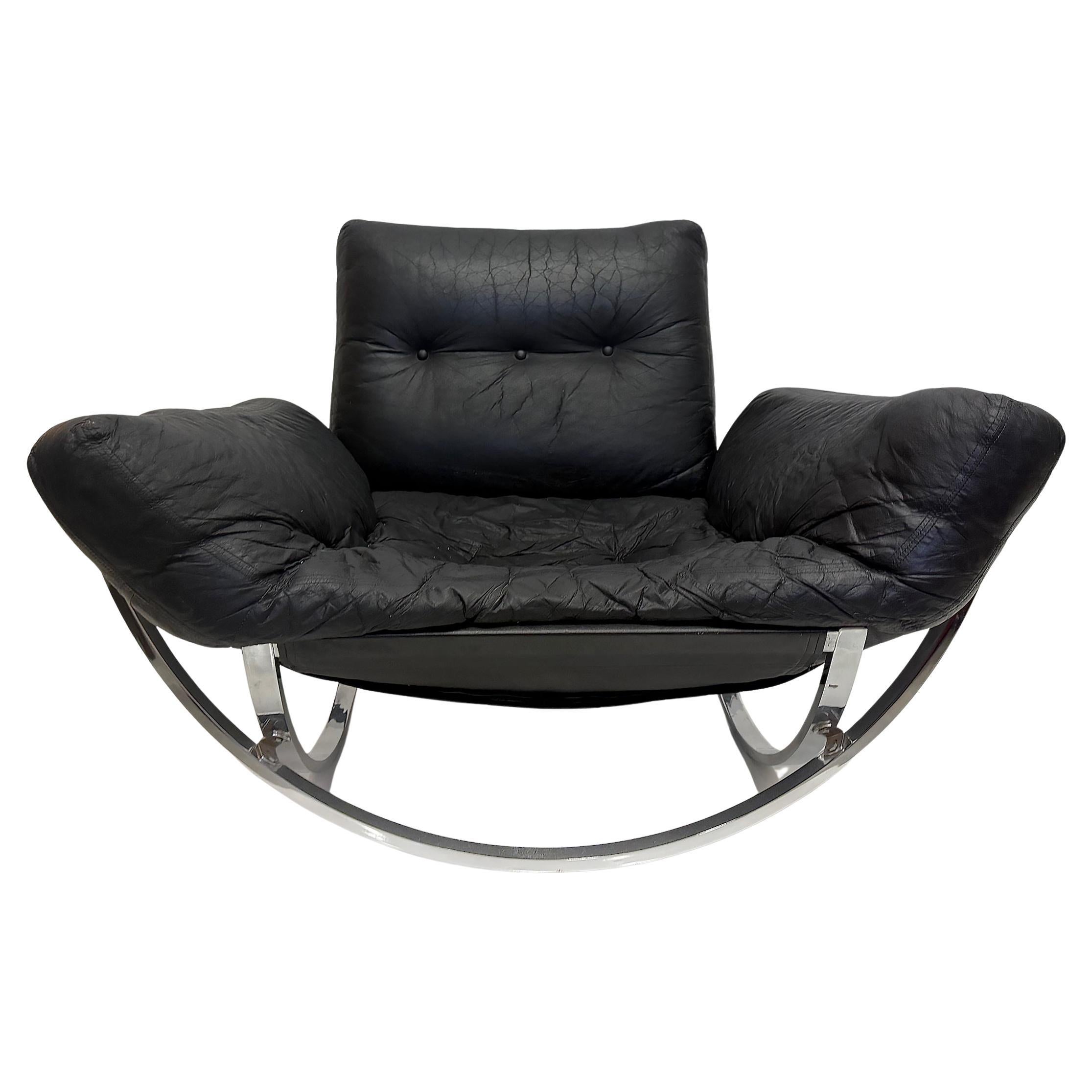 Space Age Lennart Bender Chrome and Leather Lounge Chair, "Apollo" For Sale